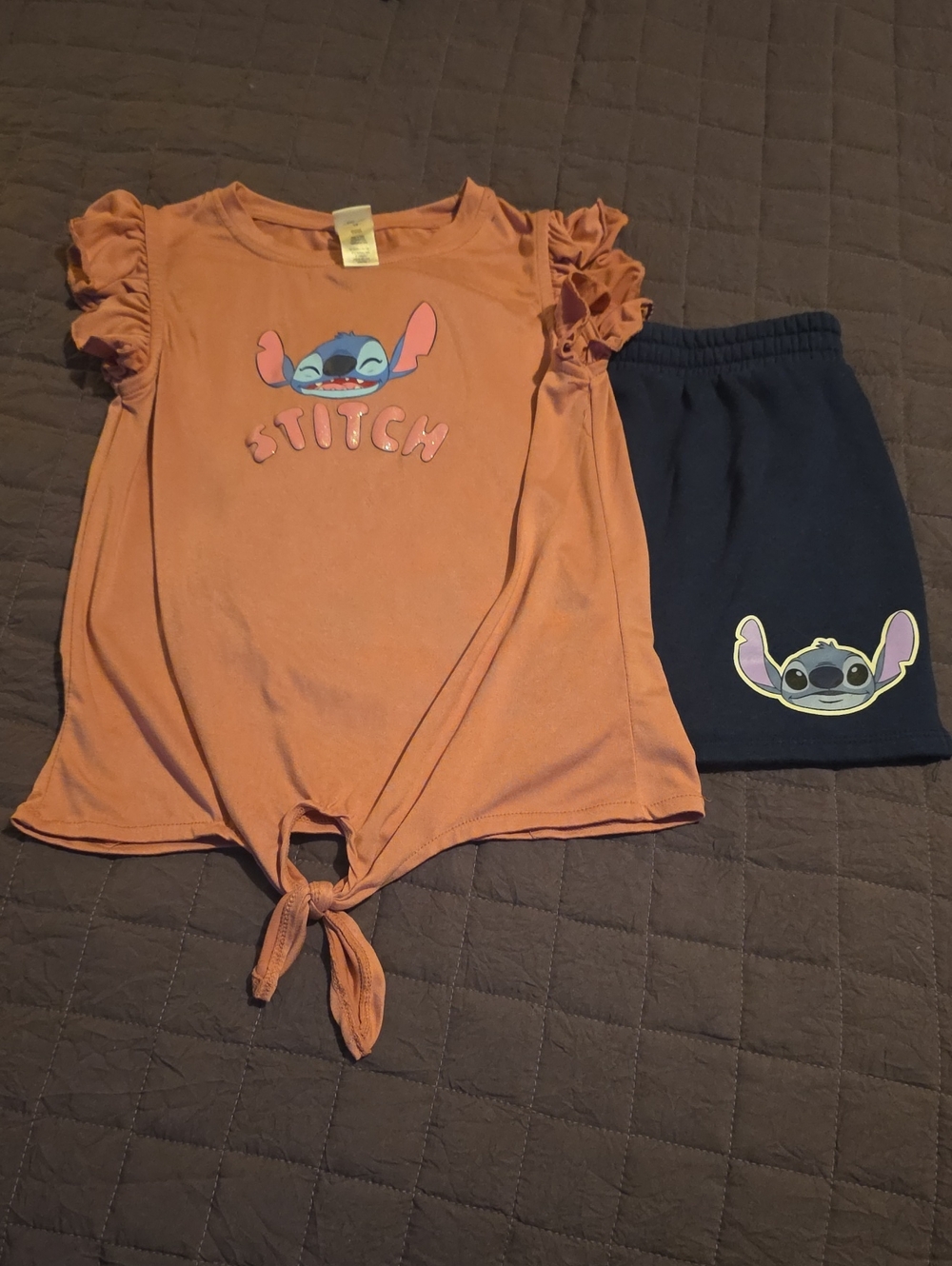 Kids Stitch Two-Piece- Peach Top & Navy Skort
